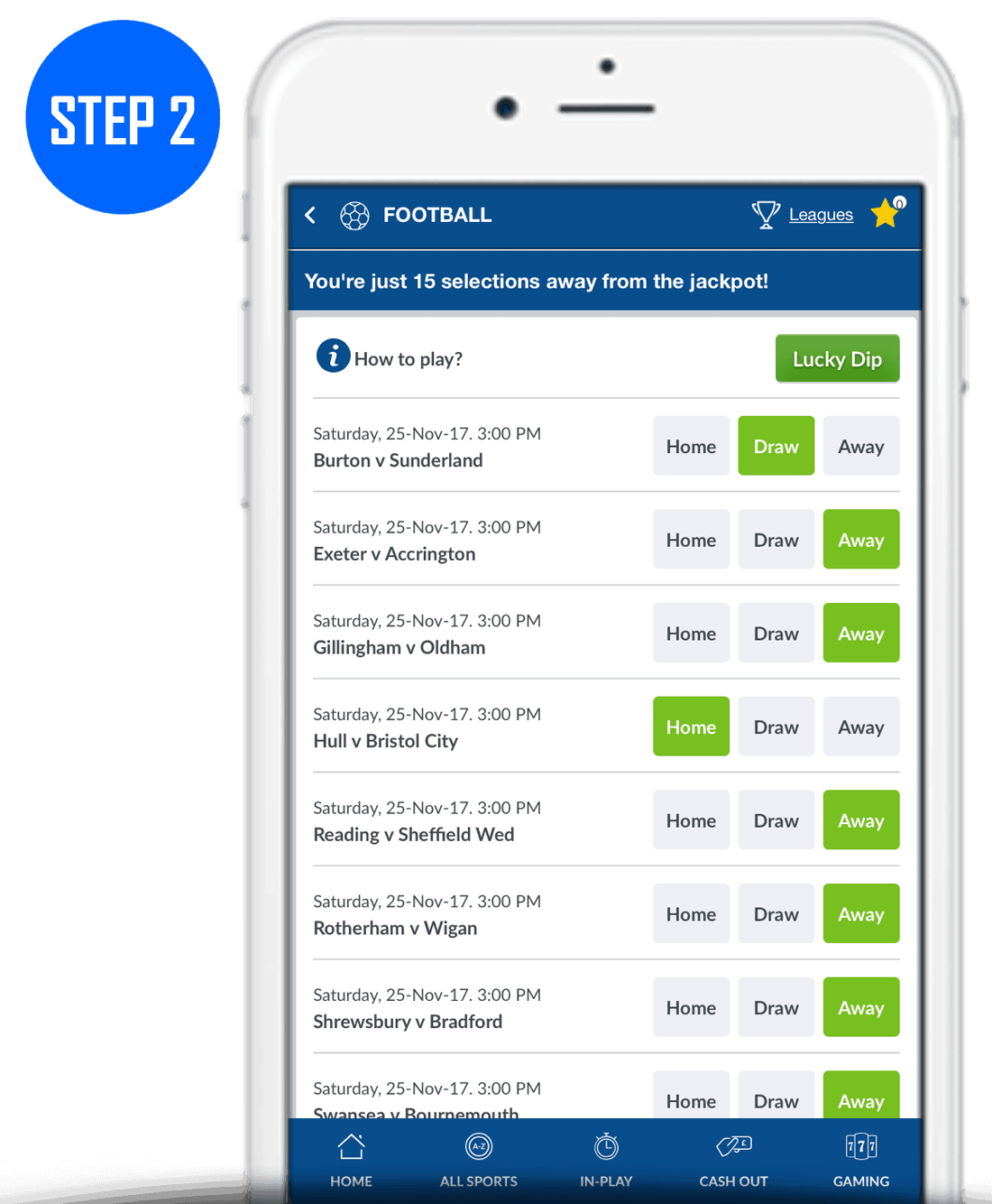 How To Play Coral Football Jackpot Step 2