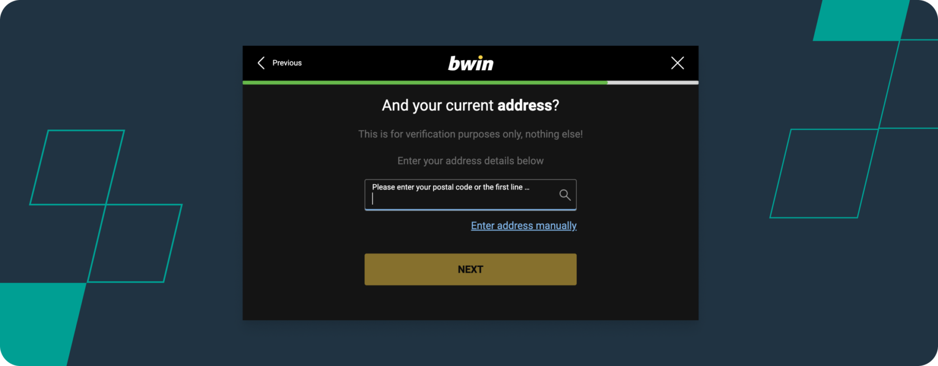 bwin Registration Screenshot