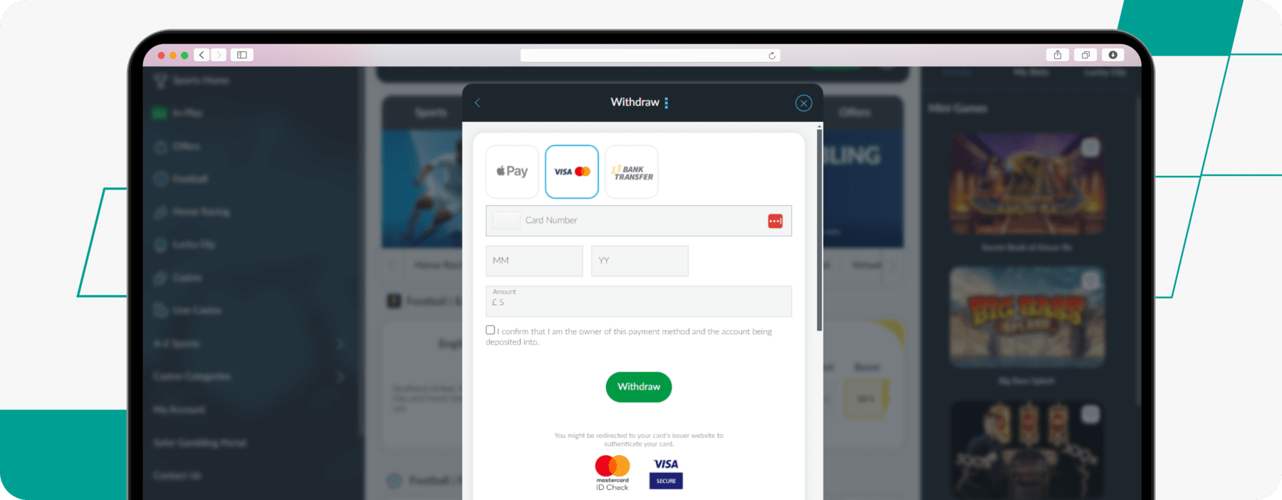 screenshot showing betvictor withdrawal page